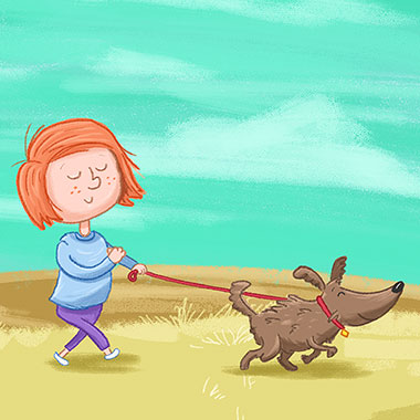 Girl & Dog childrens Illustration
